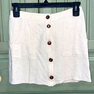 Francesca’s Blue Rain Linen Button Small Mini Skirt